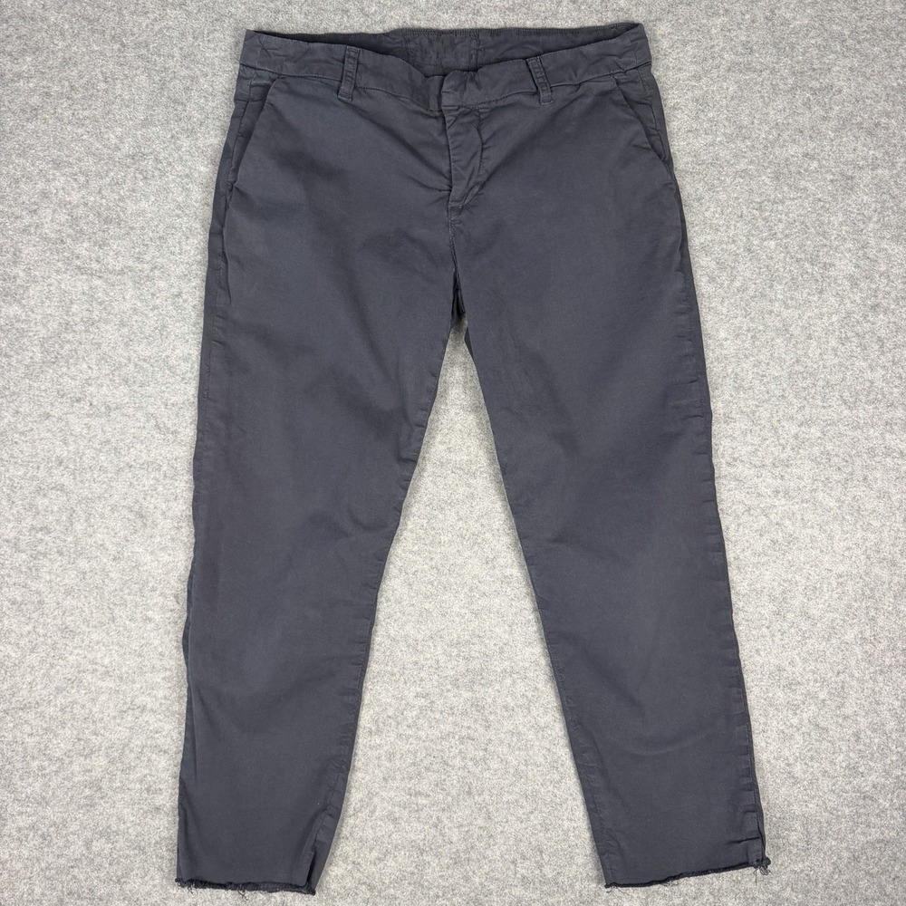 Frank & Eileen Wicklow Pants Womens 8 Charcoal Gray Chino Raw Hem Crop Twill 8